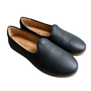 Charix Loafers Womens EU 38.5 US 8.5 Black Leather Slip On Flats Artisan Shoes